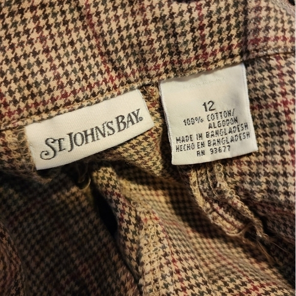 St. John's Bay 100% Cotton Brown Houndstooth Dress Pants Women's Size 12 EUC - Picture 6 of 8